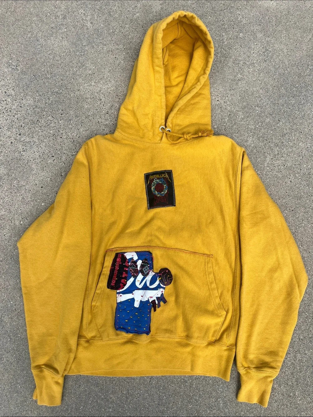 Custom Hoodie Golden Rod Yellow Mens Small Metallica Odd Dog Taz Crooks hundreds